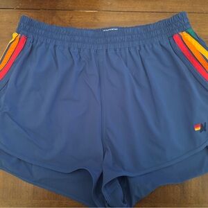 AVIATOR NATION 5 STRIPE FLEX BOARD SHORTS - DEEP OCEAN // RAINBOW